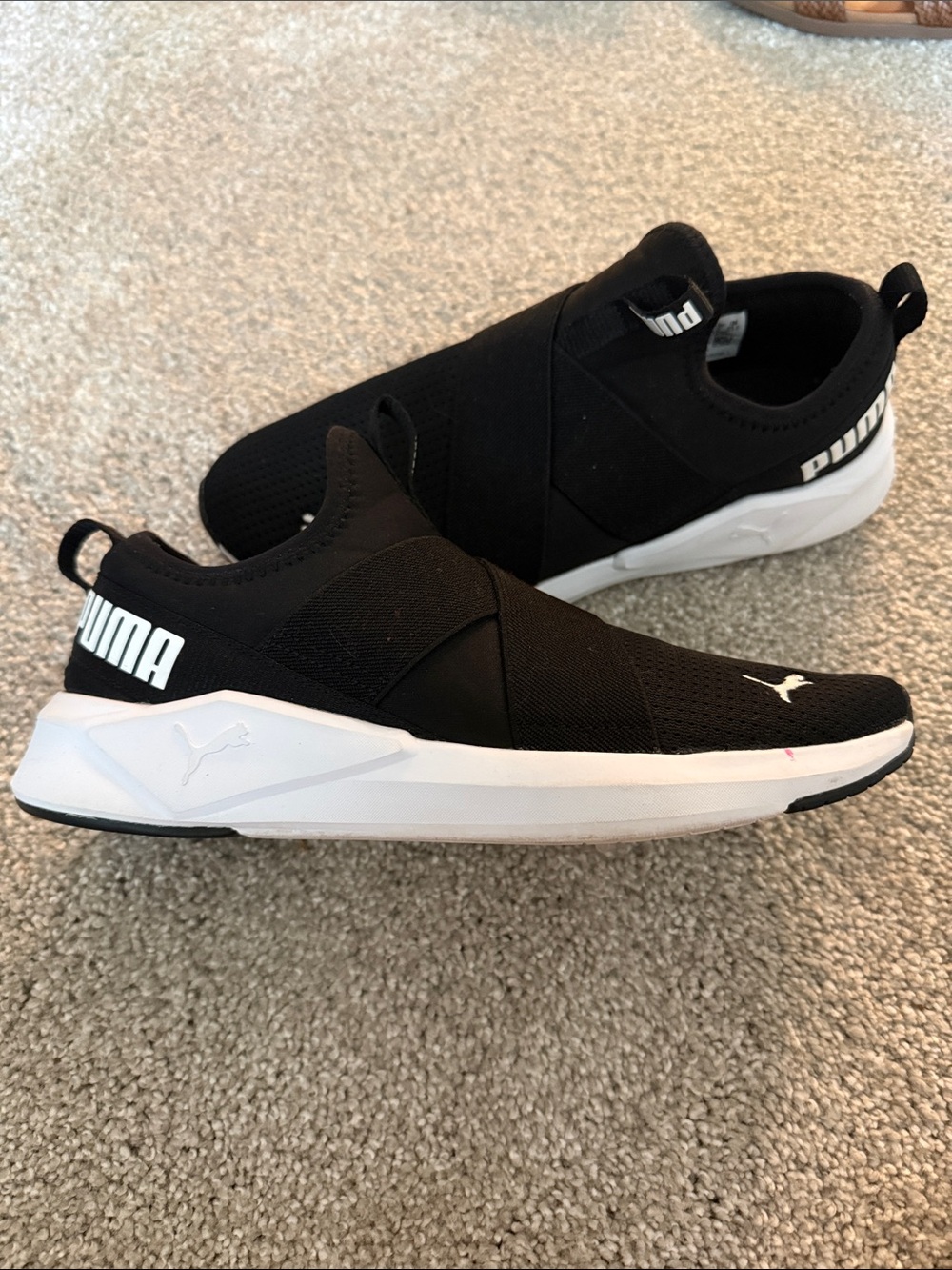 Puma Men's Black Slip-On Sneakers with White Accents - Picture 3 of 3